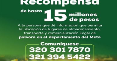 Hasta 15 millones de recompensa por información sobre ventas o almacenamiento de pólvora en el Meta