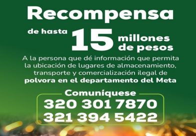 Hasta 15 millones de recompensa por información sobre ventas o almacenamiento de pólvora en el Meta